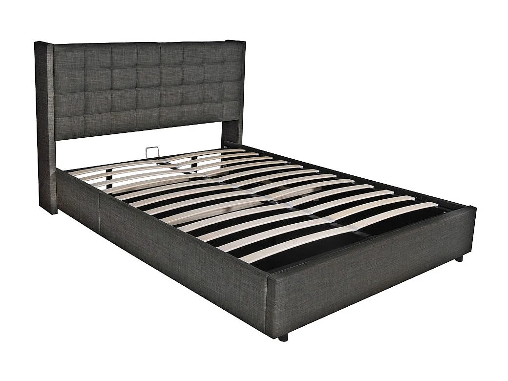 Lit coffre WEMBLEY 160x200 + 1 sommier / Gris foncé