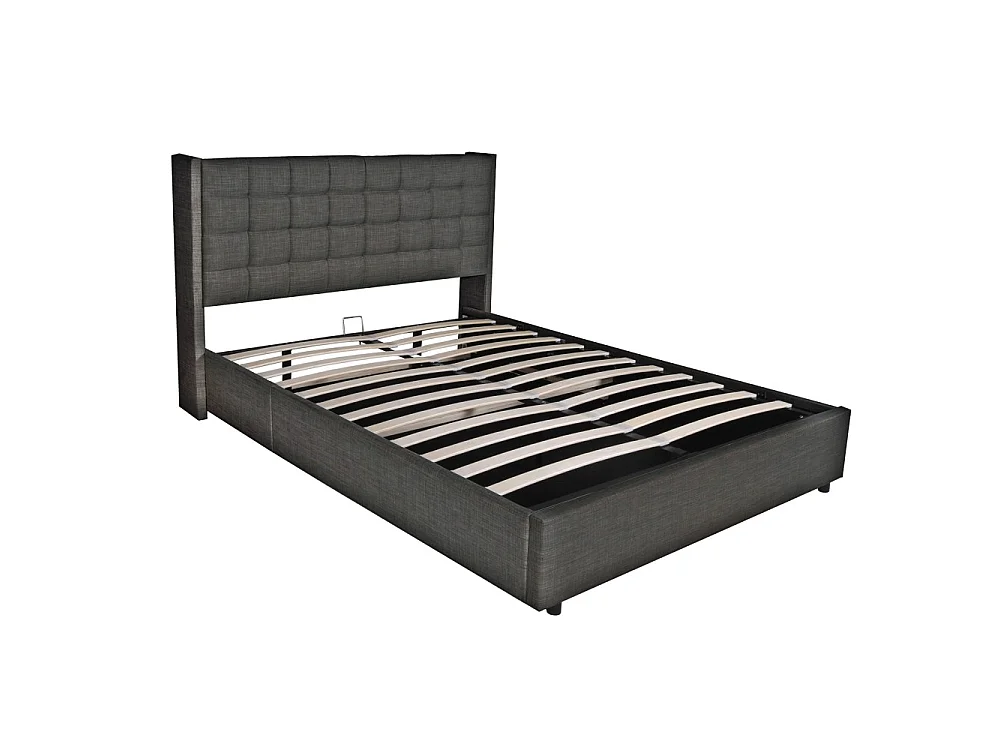 Lit coffre WEMBLEY 160x200 + 1 sommier / Gris foncé