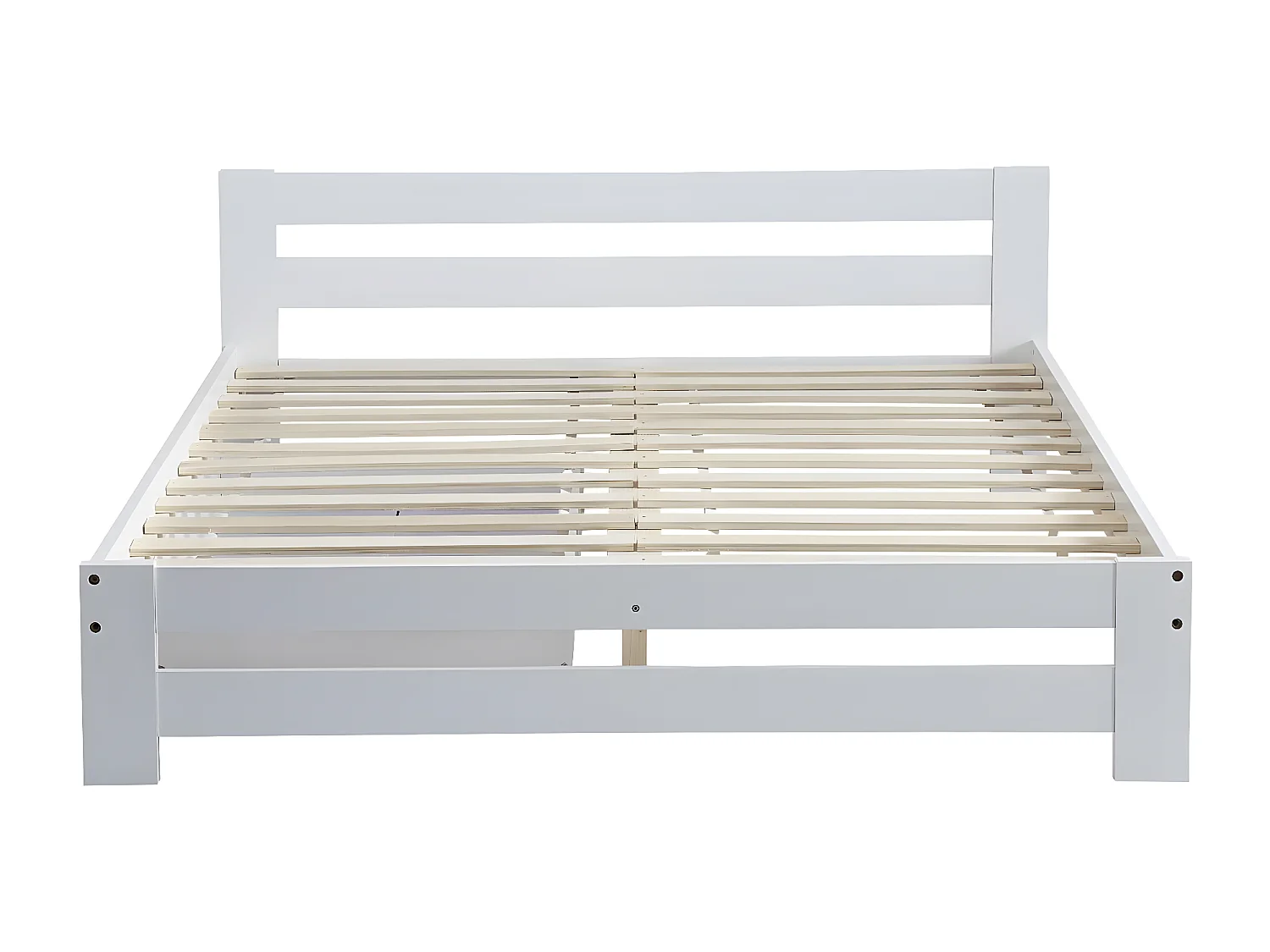 Cama de casal em madeira "Lola" com gaveta de arrumação - Branco - 140 x 190 cm