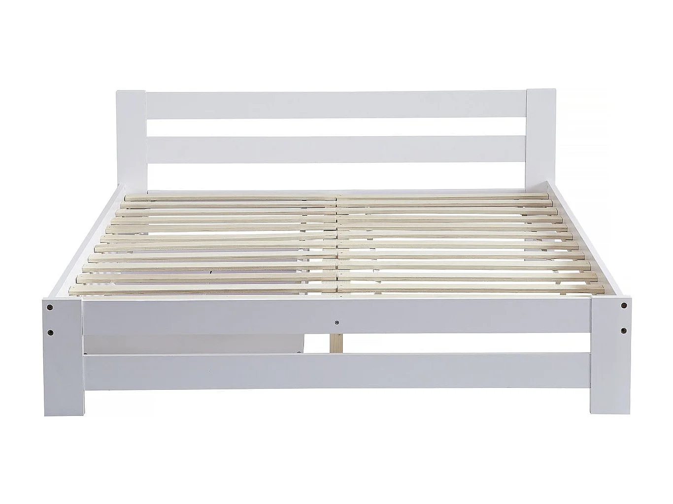 Lit double avec tiroir en bois "Lola" - 140 x 190 cm - Blanc