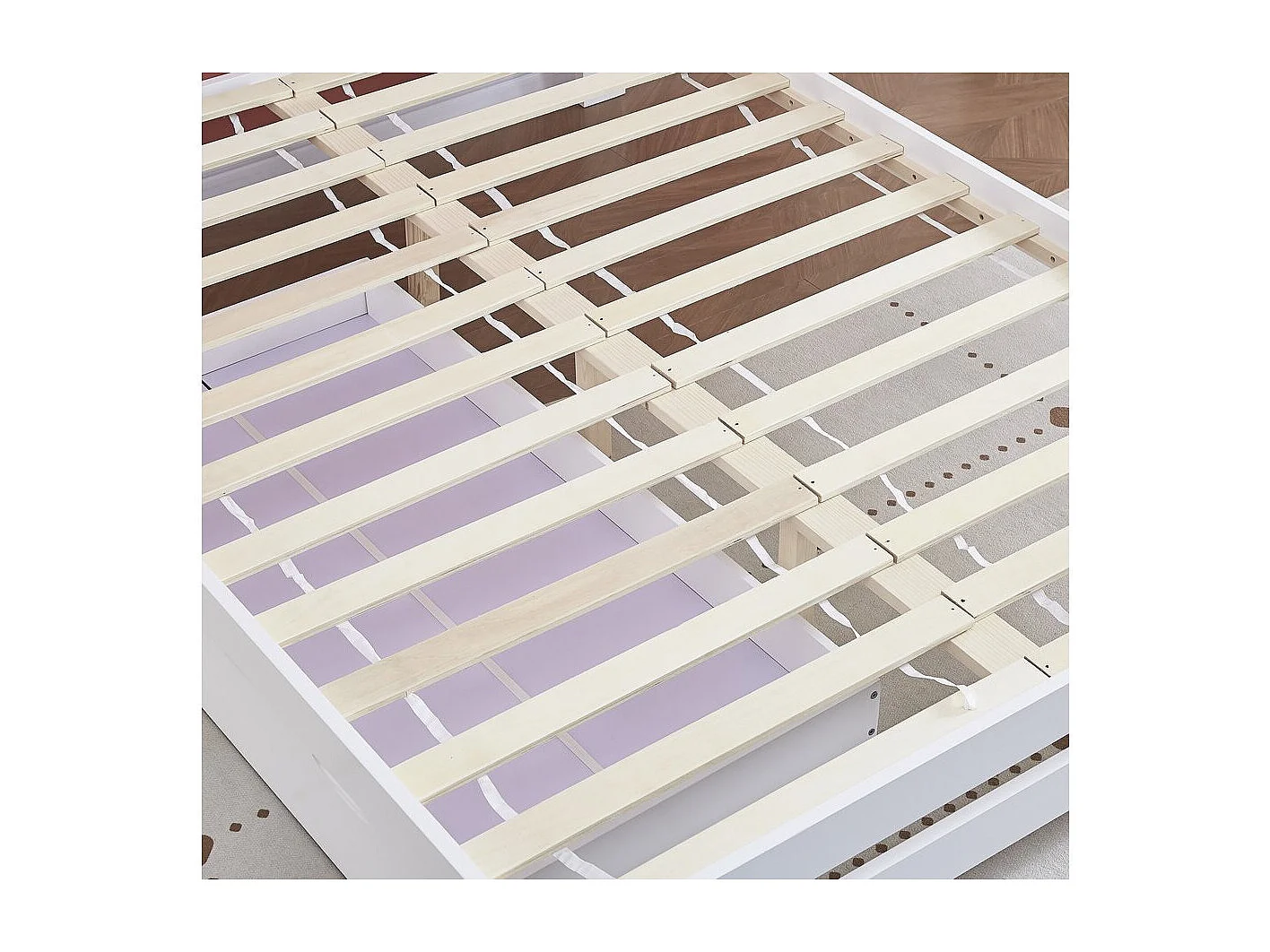 Lit double avec tiroir en bois "Lola" - 140 x 190 cm - Blanc