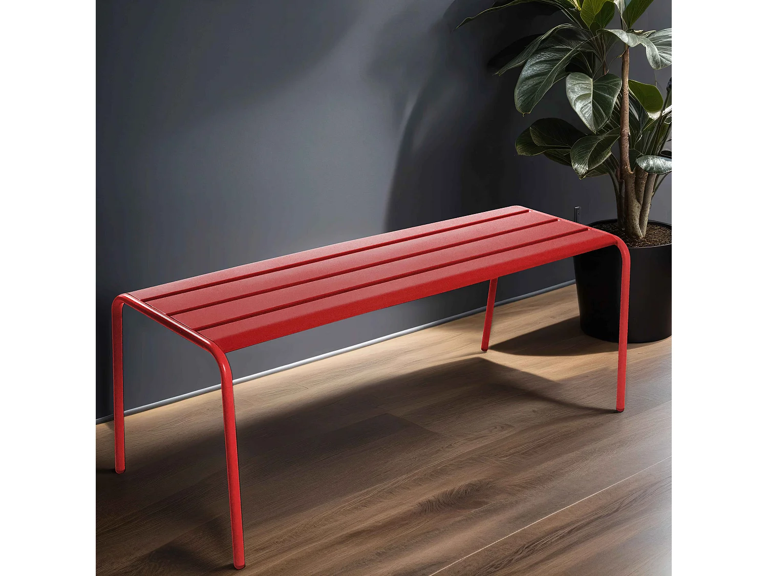 Banc d'intérieur en métal rouge - Palavas