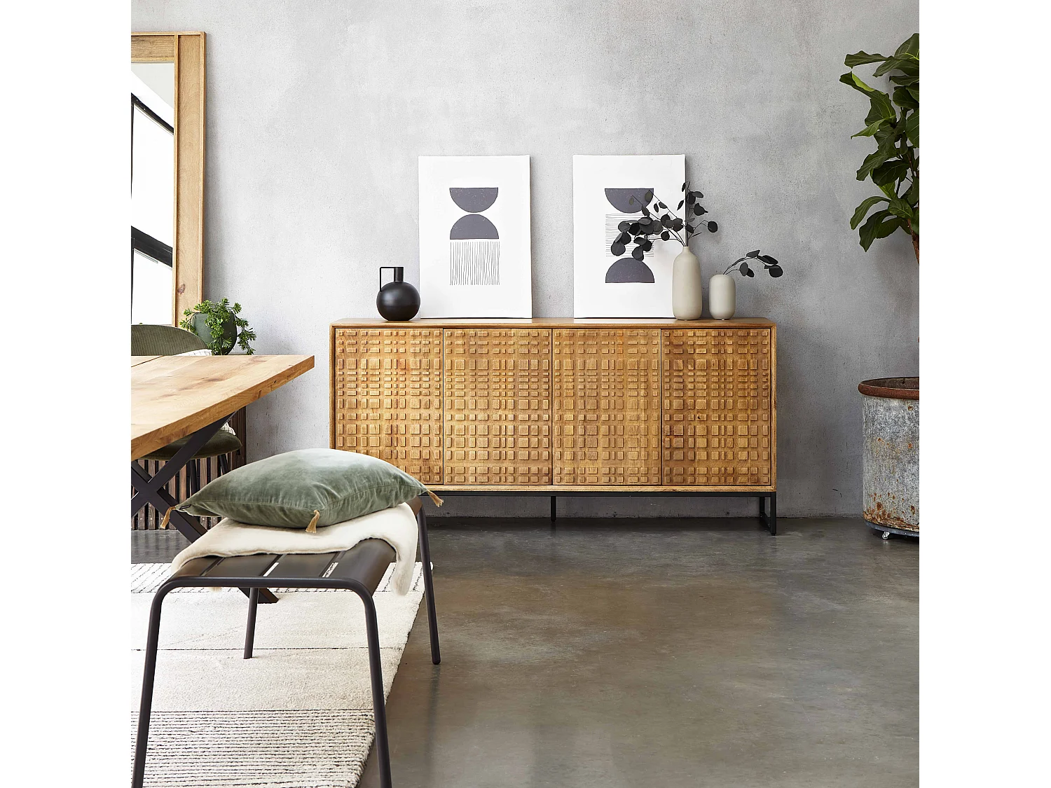 Banc d'intérieur en métal anthracite - Palavas