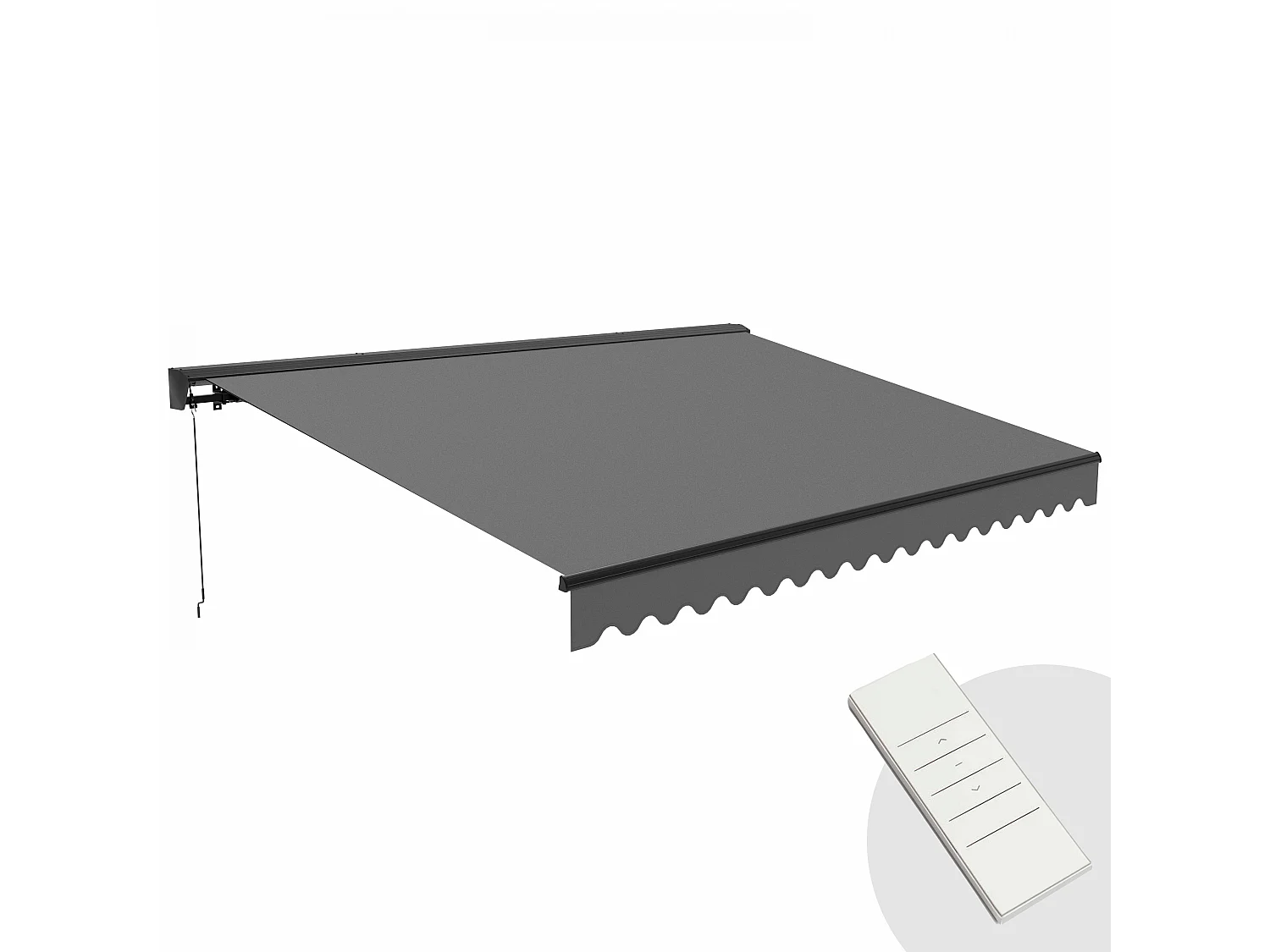 Elektrische zonnescherm van 4x3m in antraciet aluminium