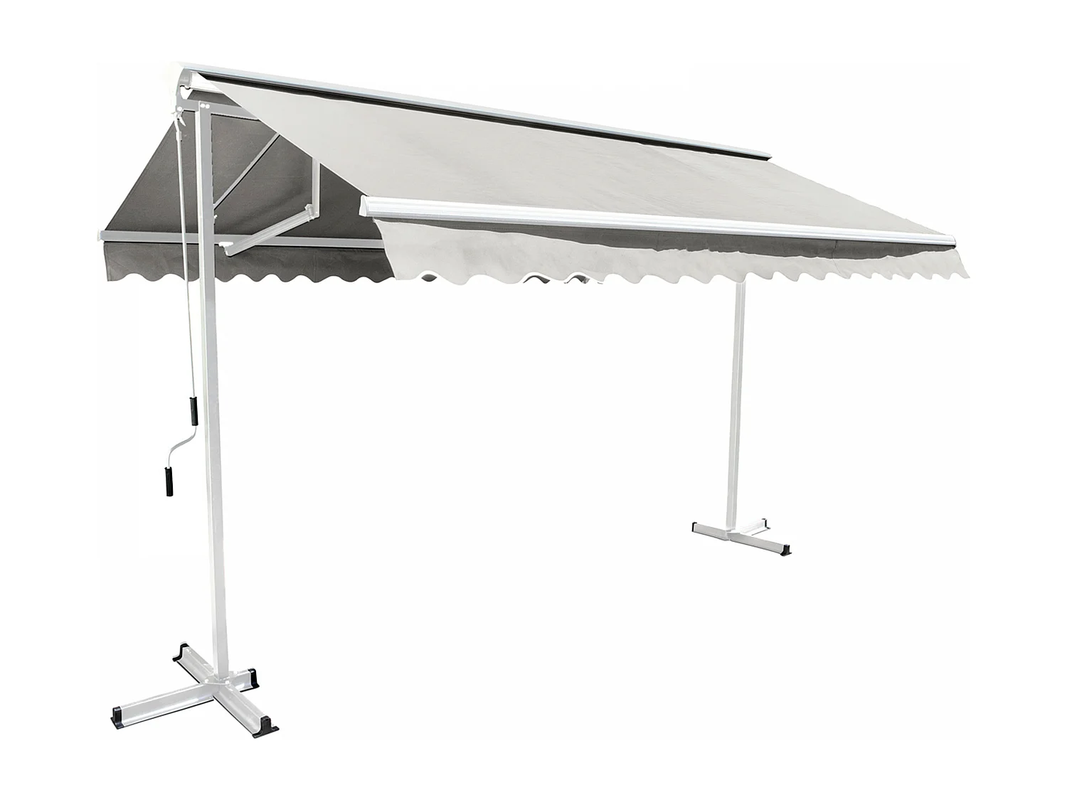 Winkel dubbele helling 3x3m in crèmekleurig aluminium