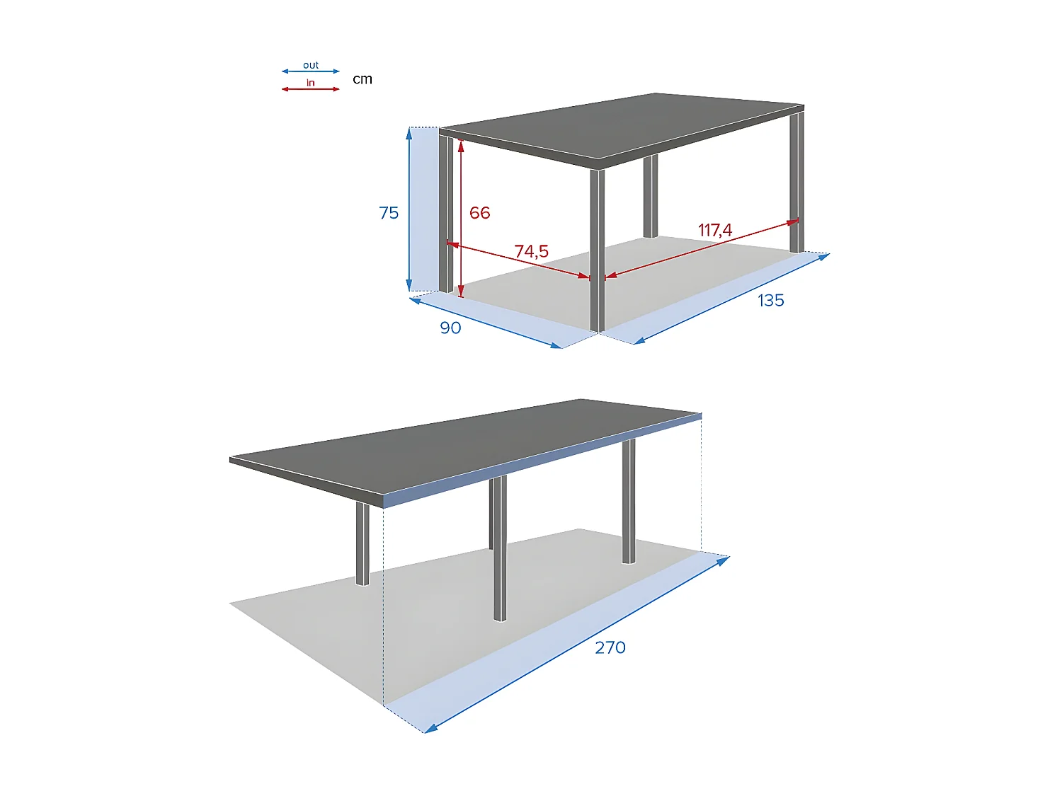 Table rectangulaire extensible Piazza 10 p. argile Hespéride