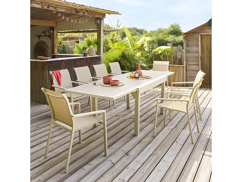 Table rectangulaire extensible Piazza 10 p. argile Hespéride