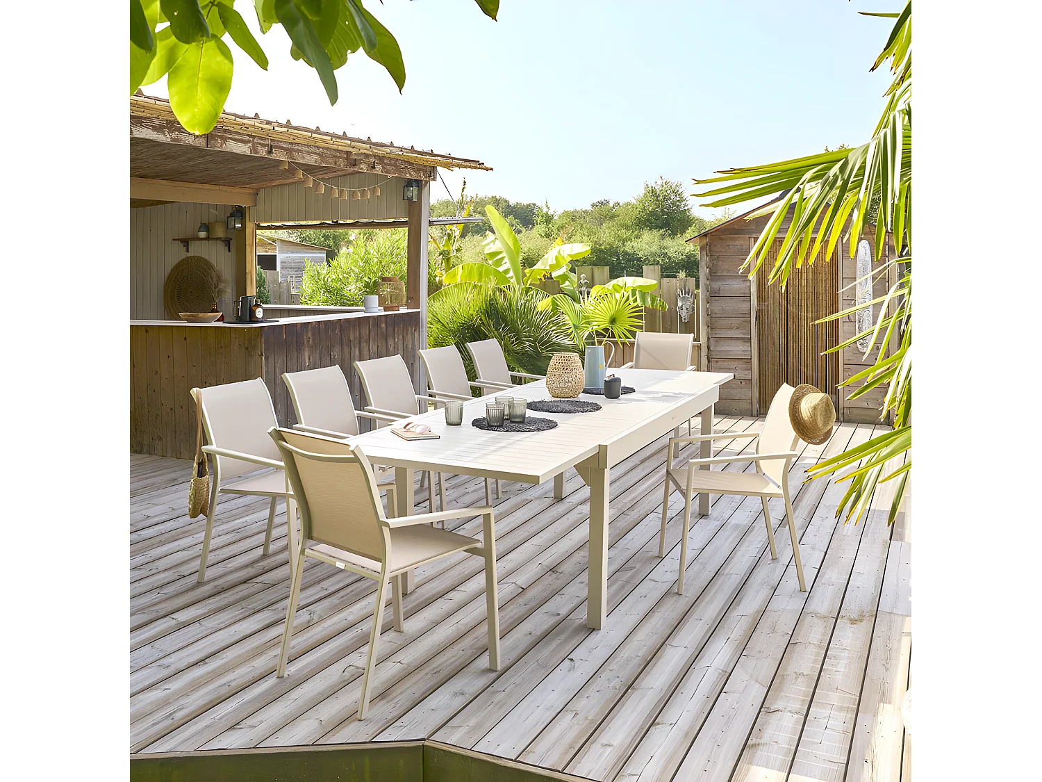 Table rectangulaire extensible Piazza 12 p. argile Hespéride