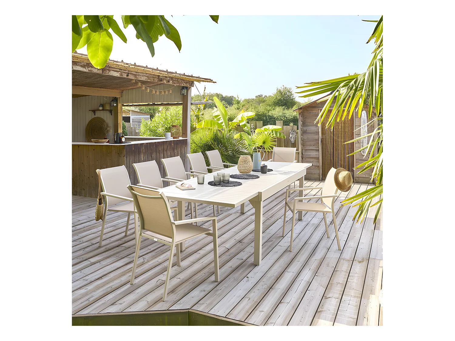 Table rectangulaire extensible Piazza 12 p. argile Hespéride