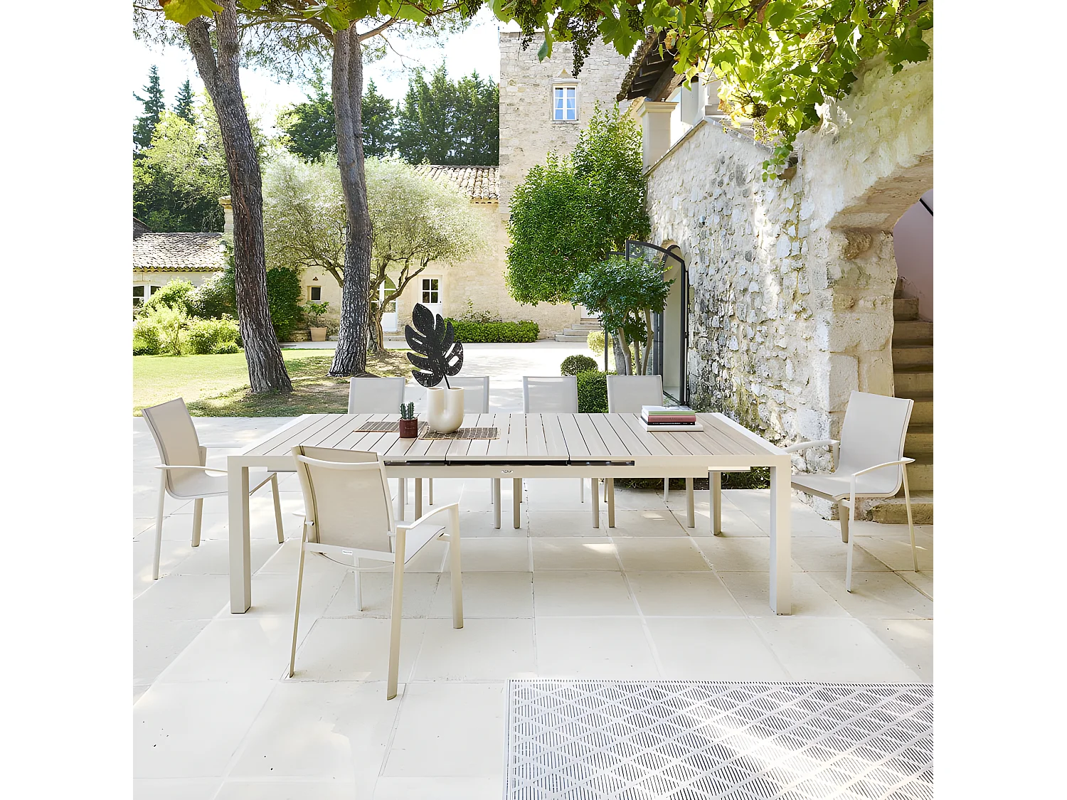 Table extensible 10p Evasion lin et argile Hespéride