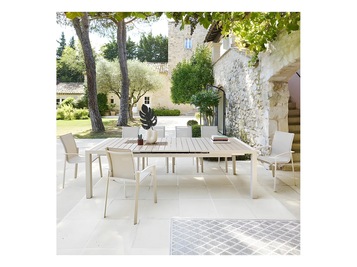Table extensible 10p Evasion lin et argile Hespéride