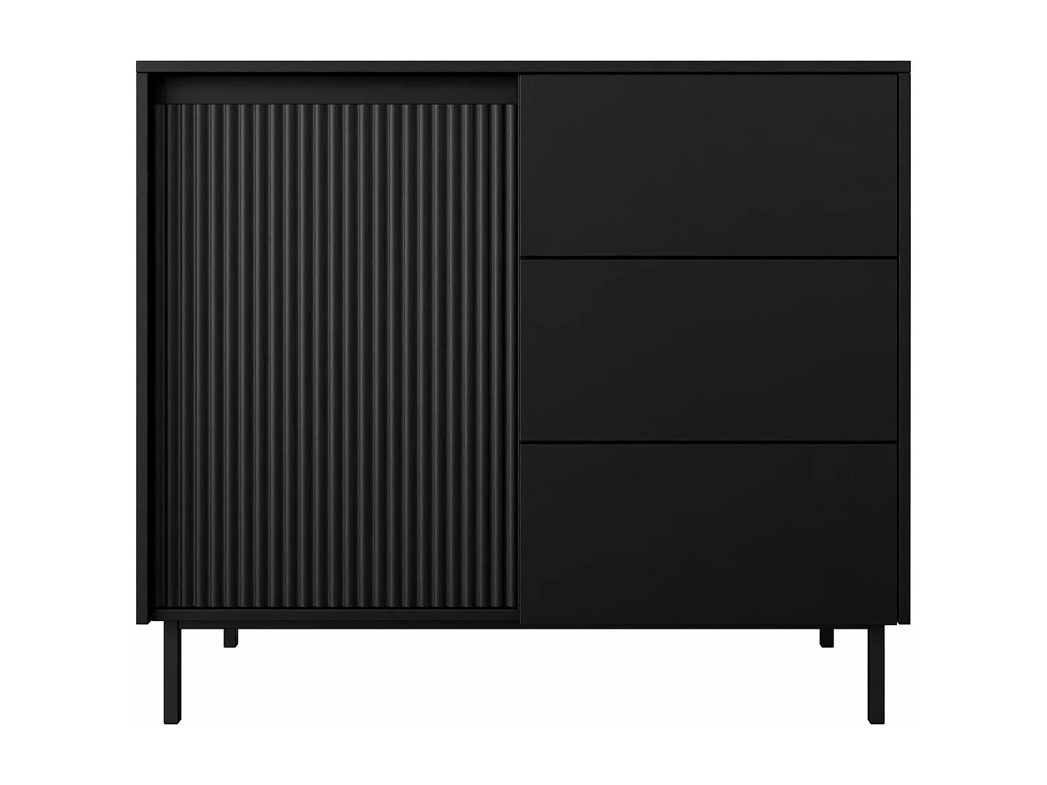 Cassettiera Comfivo Delruva 100, Nero, Con cassetti e ante, 90x103x50cm