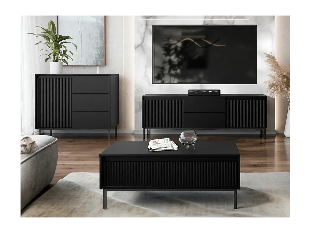 Meuble TV Comfivo Delruva 104, Noir, 174x60x40cm