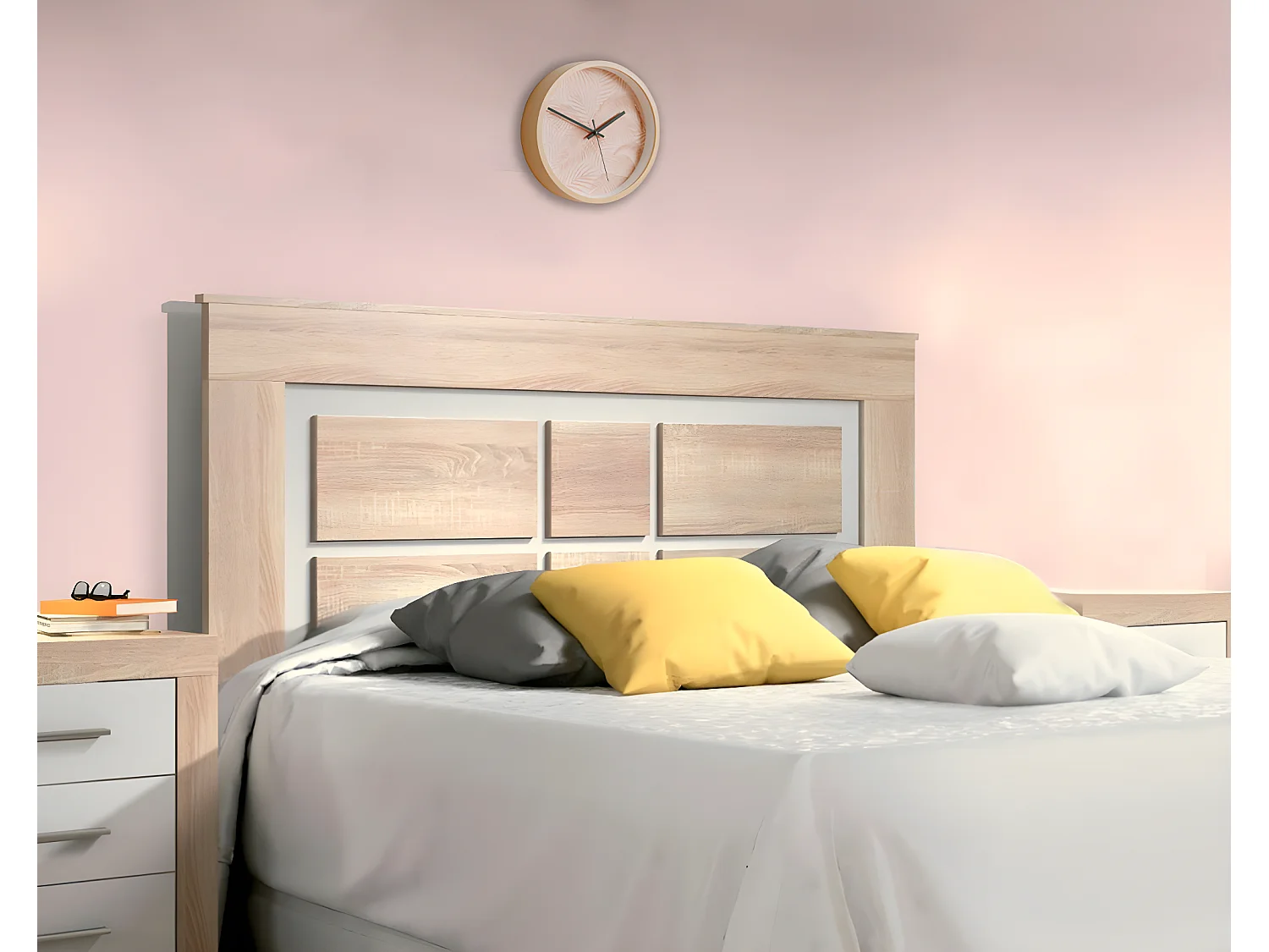 Cabecero de Matrimonio Kiara 160cm Cambria y Blanco