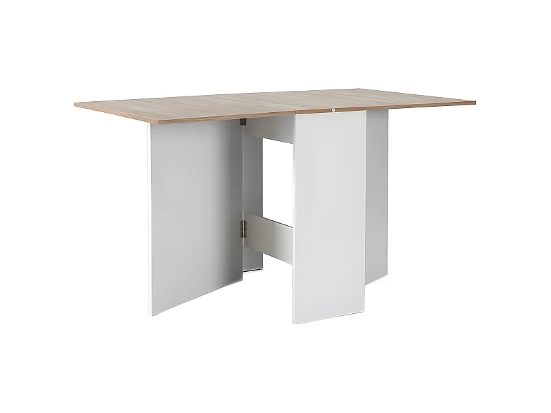 Mesa Suécia com Asas Dobráveis 140cm. Sala de Jantar ou Cozinha, Branco e Carvalho
