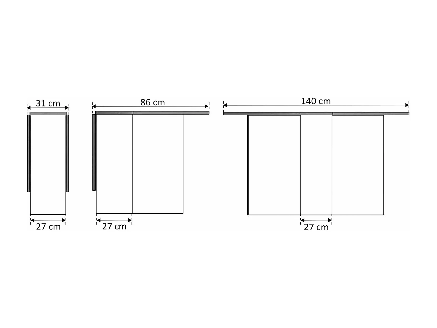 Mesa Auxiliar Suecia con Alas Abatibles 140cm. Comedor o Cocina Blanco y Cambria