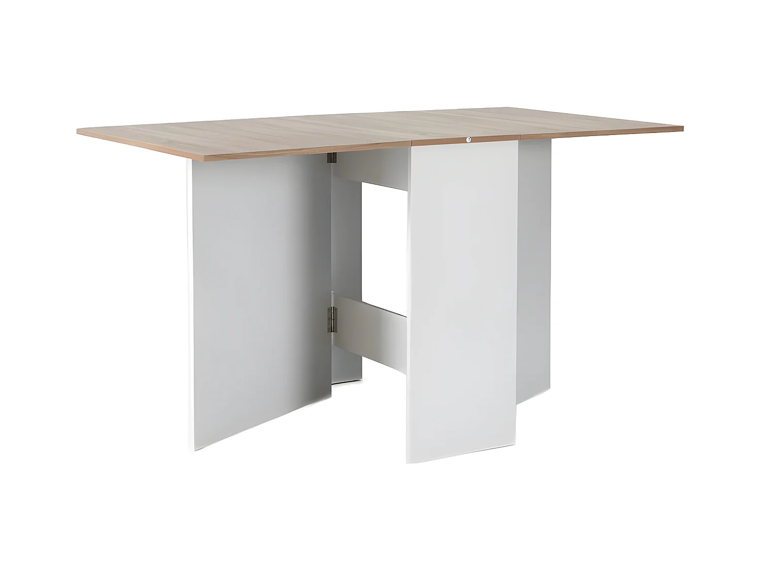 Mesa Suécia com Asas Dobráveis 140cm. Sala de Jantar ou Cozinha, Branco e Carvalho