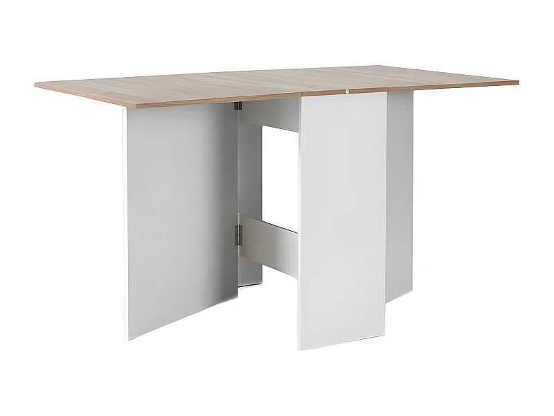 Mesa Auxiliar Suecia con Alas Abatibles 140cm. Comedor o Cocina Blanco y Cambria