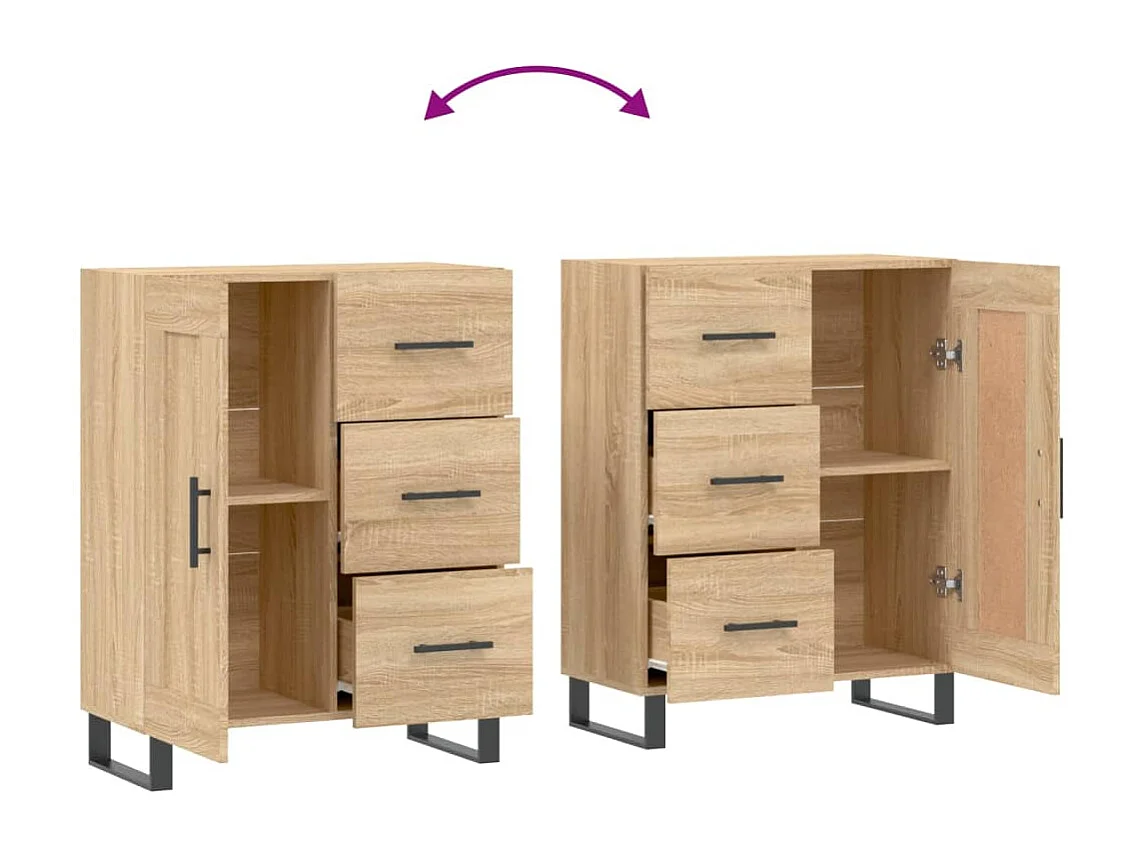Buffet chêne sonoma 69,5x34x90 cm bois d'ingénierie