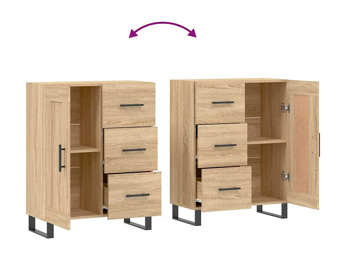 Buffet chêne sonoma 69,5x34x90 cm bois d'ingénierie