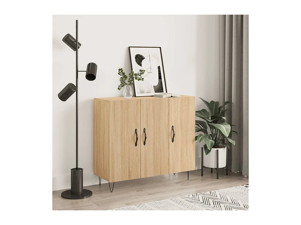 Buffet chêne sonoma 90x34x80 cm bois d'ingénierie