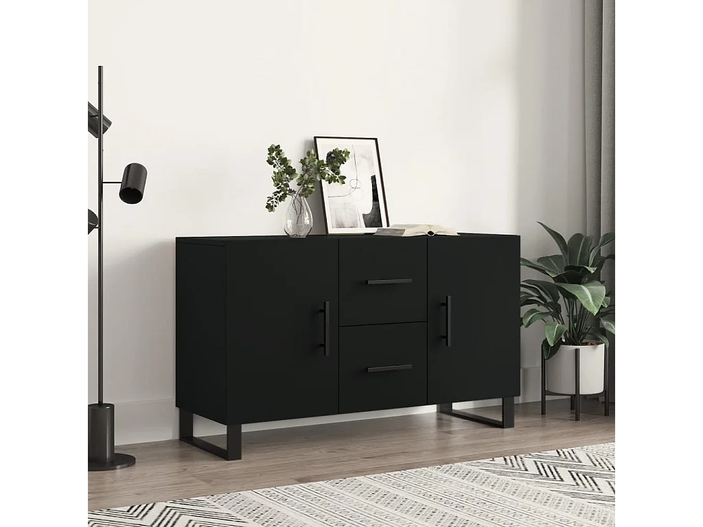 Buffet noir 100x36x60 cm bois d'ingénierie