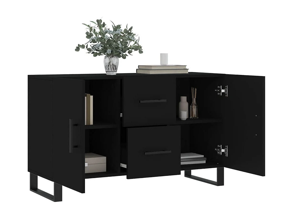 Buffet noir 100x36x60 cm bois d'ingénierie
