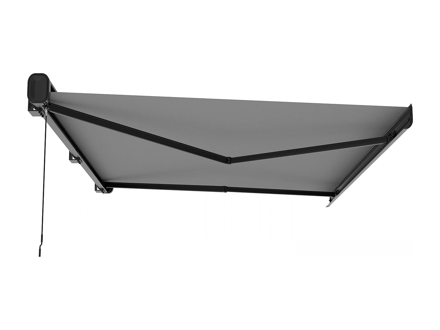 Store banne electrique gris +led coffre 5x3m aluminium noir