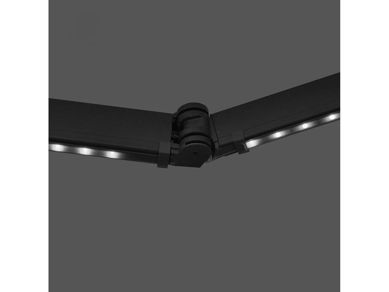 Store banne electrique gris +led coffre 5x3m aluminium noir