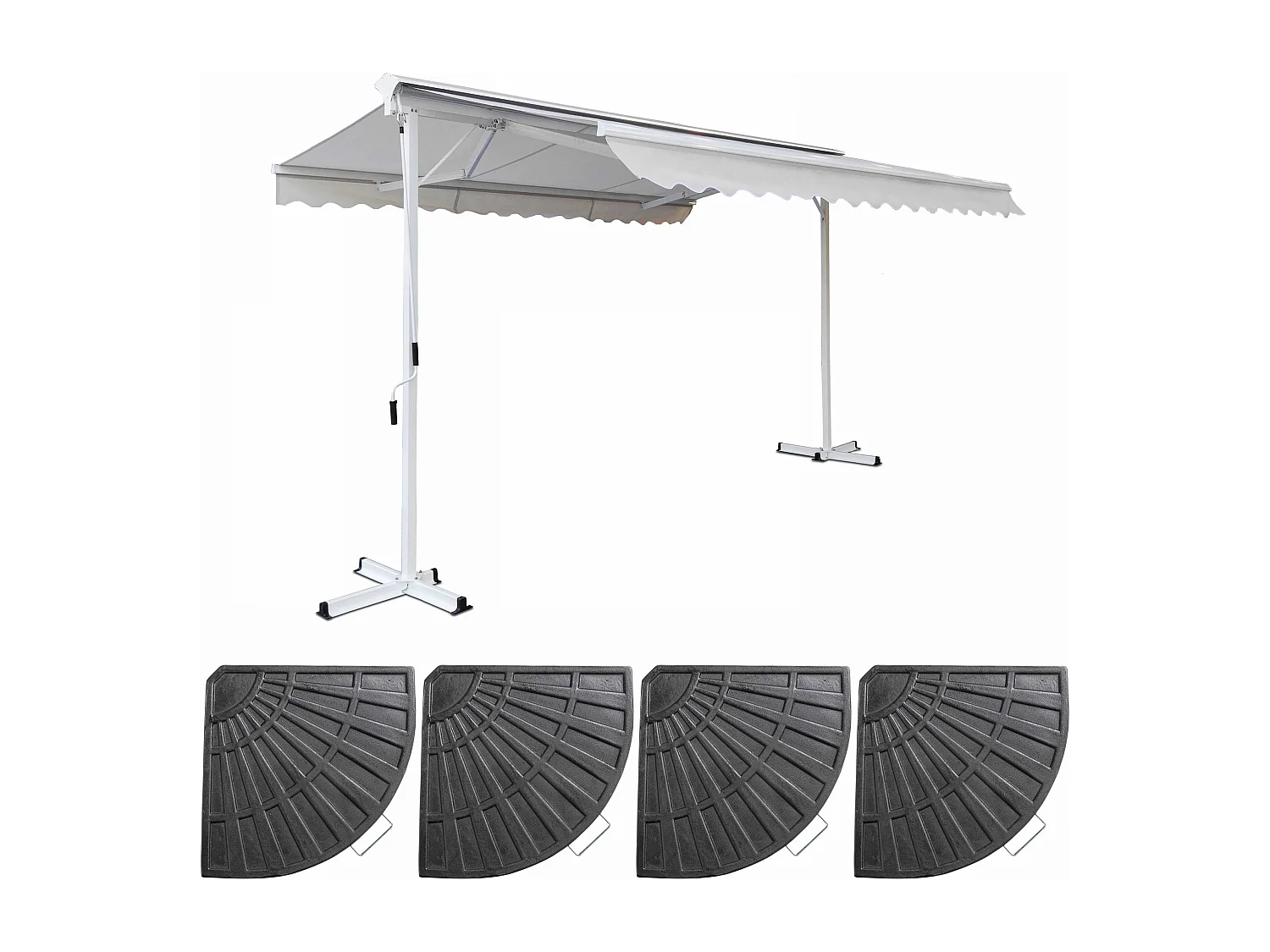 Store double pente 3 x 4m et 4 dalles lestées écru