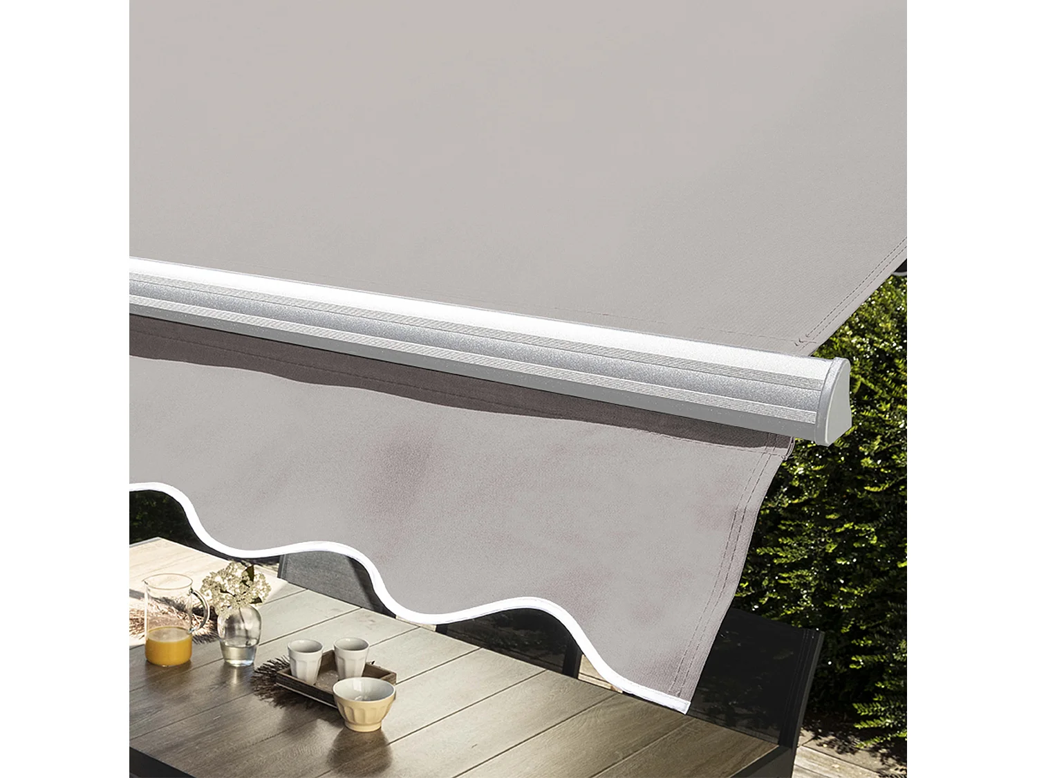 Store double pente 3 x 4m et 4 dalles lestées écru