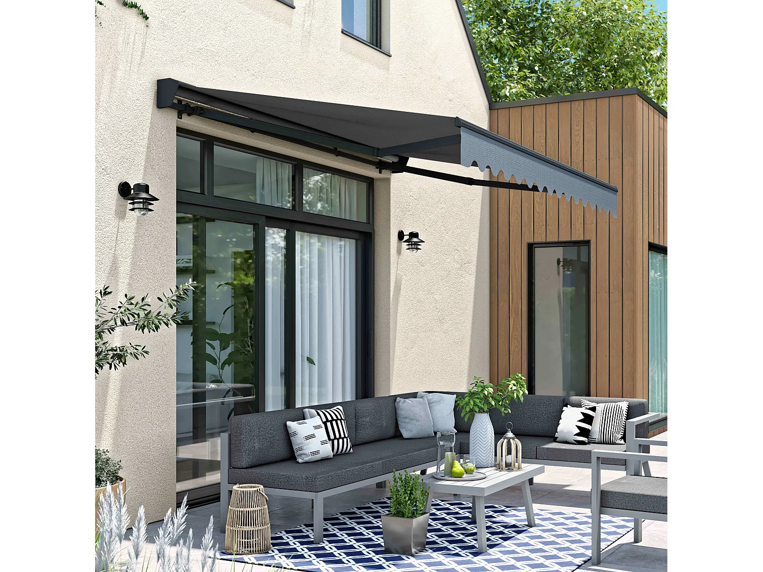 Store banne semi-intgral 3x2,5m en aluminium gris