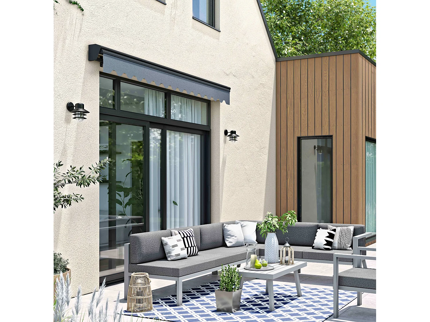 Store banne semi-intgral 3x2,5m en aluminium gris