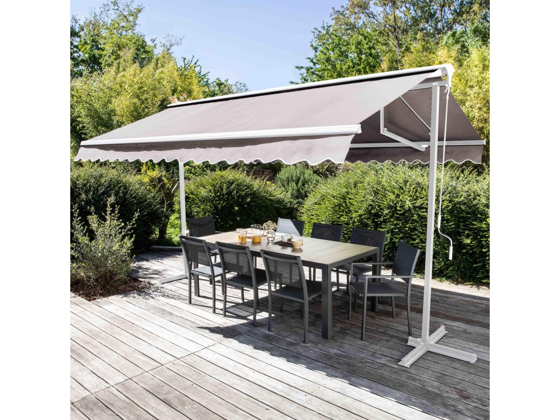 vente unique Store double pente avec coffre 3 x 4 m en aluminium écru