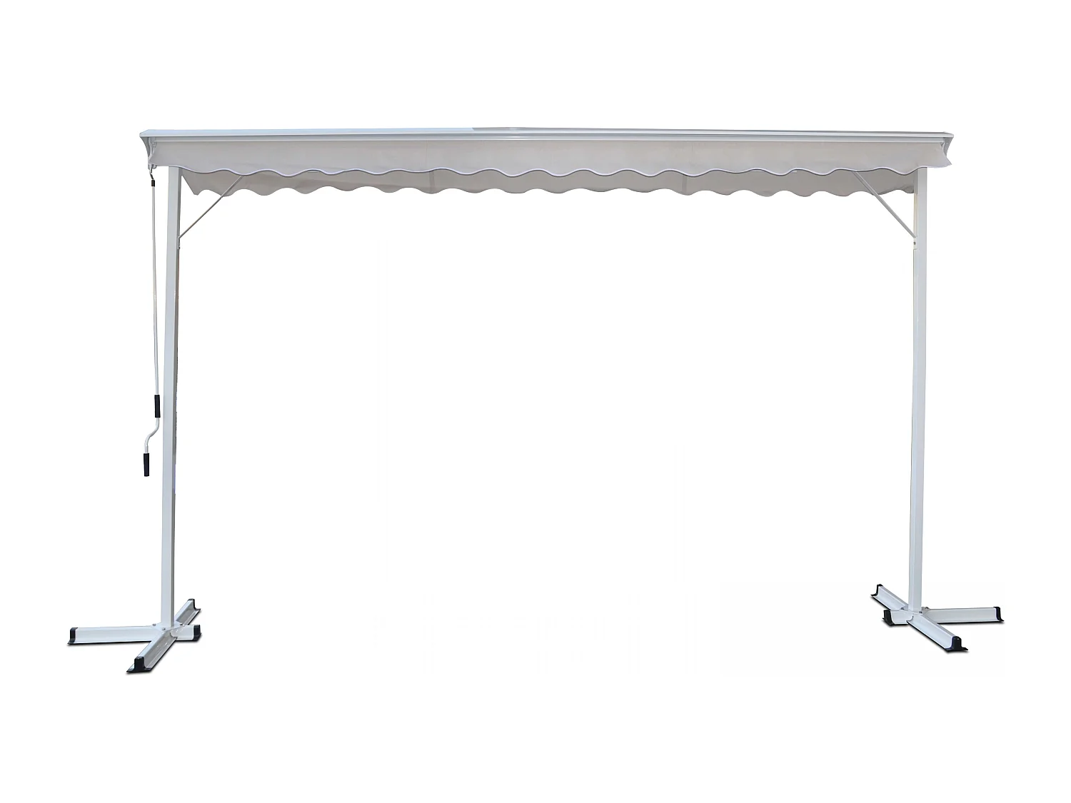 Store double pente avec coffre 3 x 4 m en aluminium écru