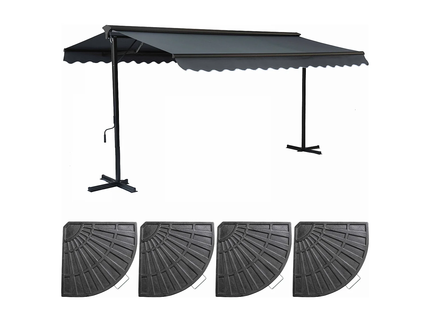 Store double pente 3 x 4m et 4 dalles lestées anthracite