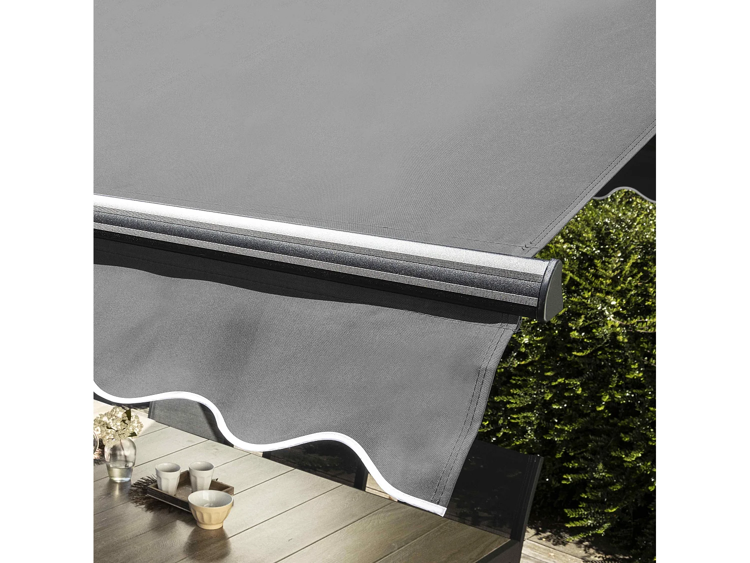 Store double pente 3 x 4m et 4 dalles lestées anthracite