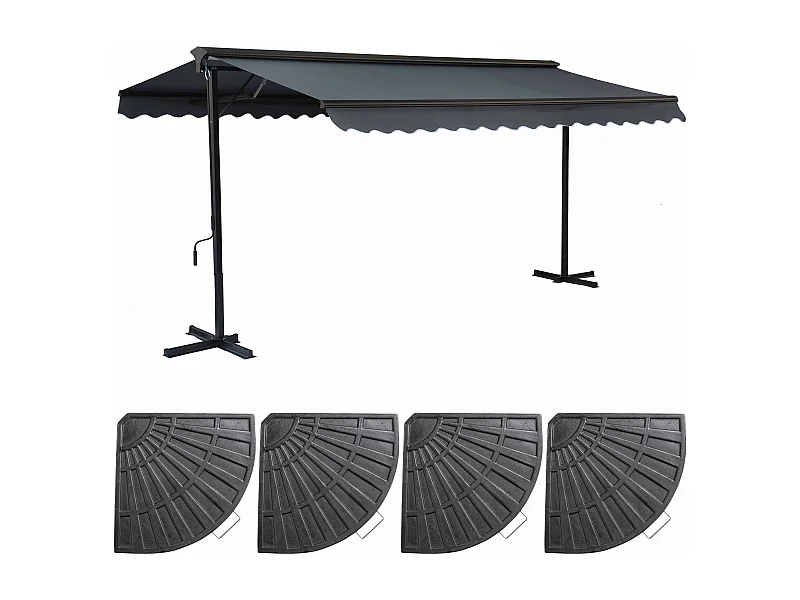 Opslag met dubbele helling 3 x 4m en 4 verzwaarde antraciet tegels