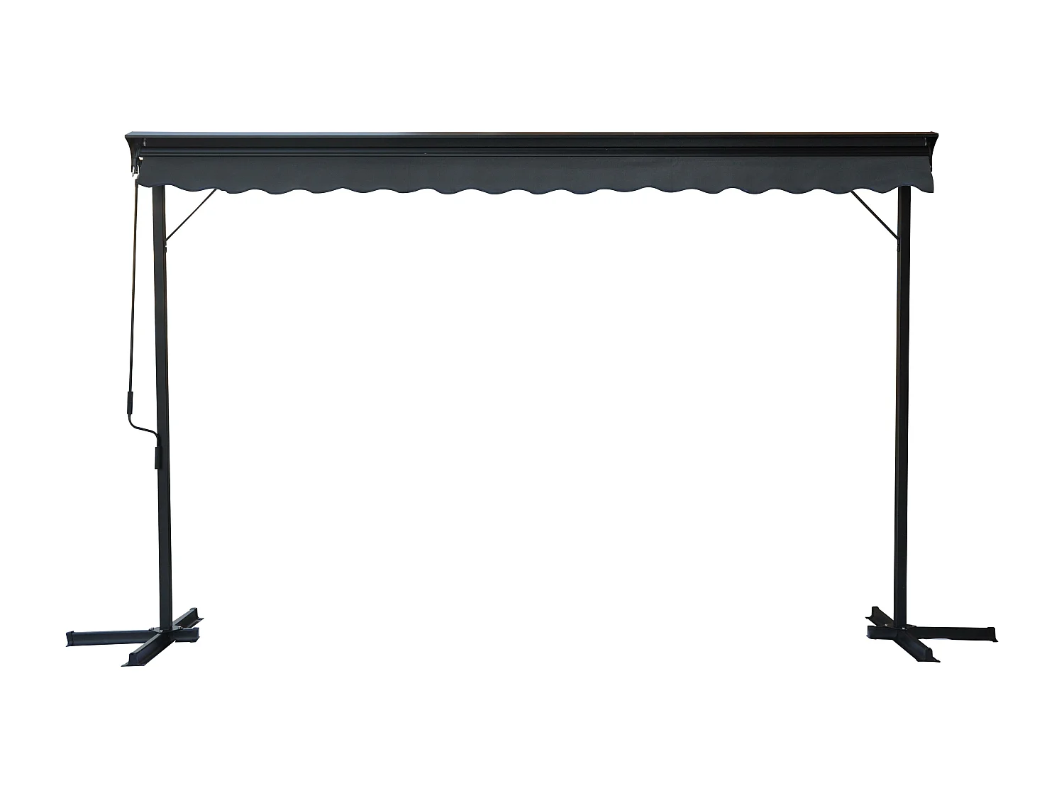 Store double pente avec coffre 3 x 4 m en aluminium gris anthracite
