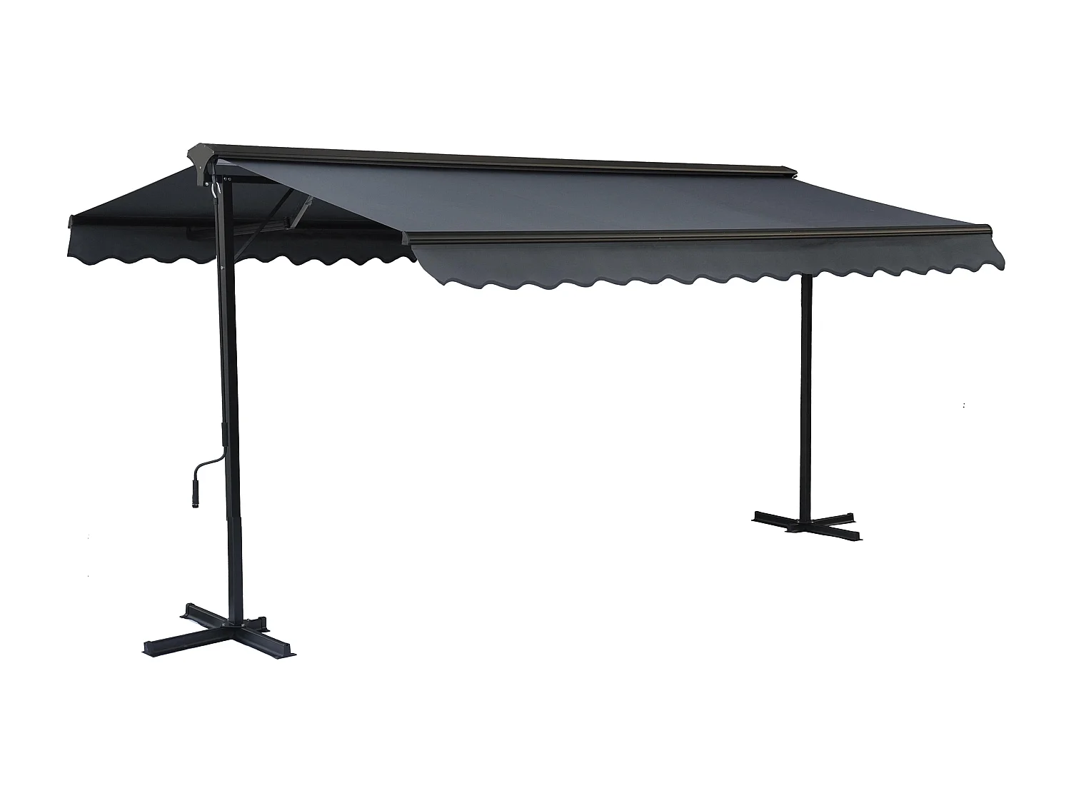 Store double pente avec coffre 3 x 4 m en aluminium gris anthracite