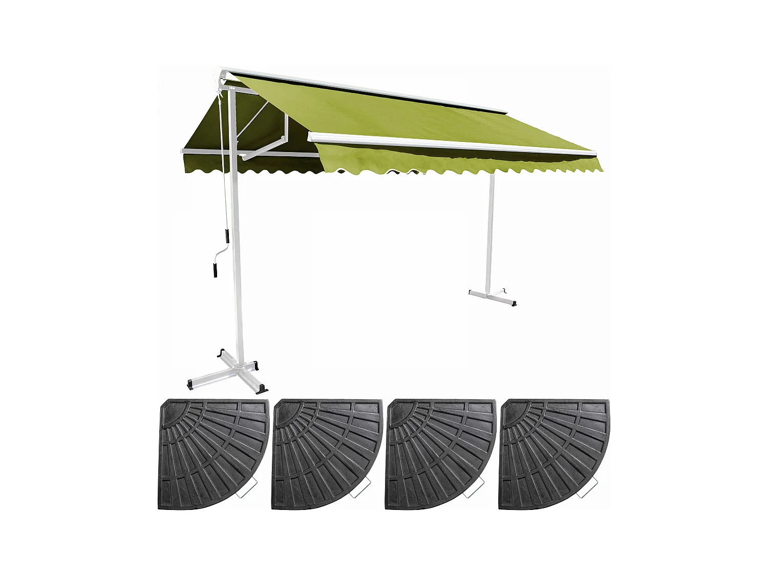 Ensemble store double pente 3x3 m et 4 dalles lestées vert