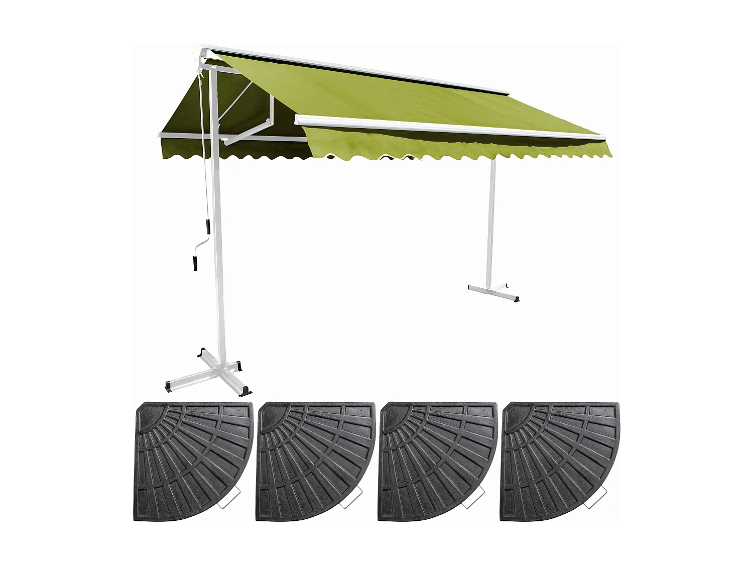 Ensemble store double pente 3x3 m et 4 dalles lestées vert