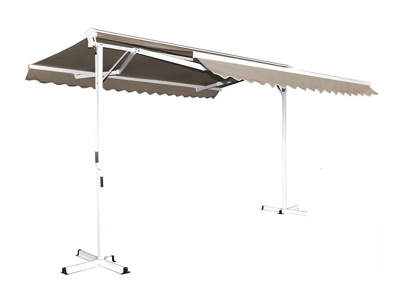 Dubbel hellend opslag met een 3x4m taupe kist