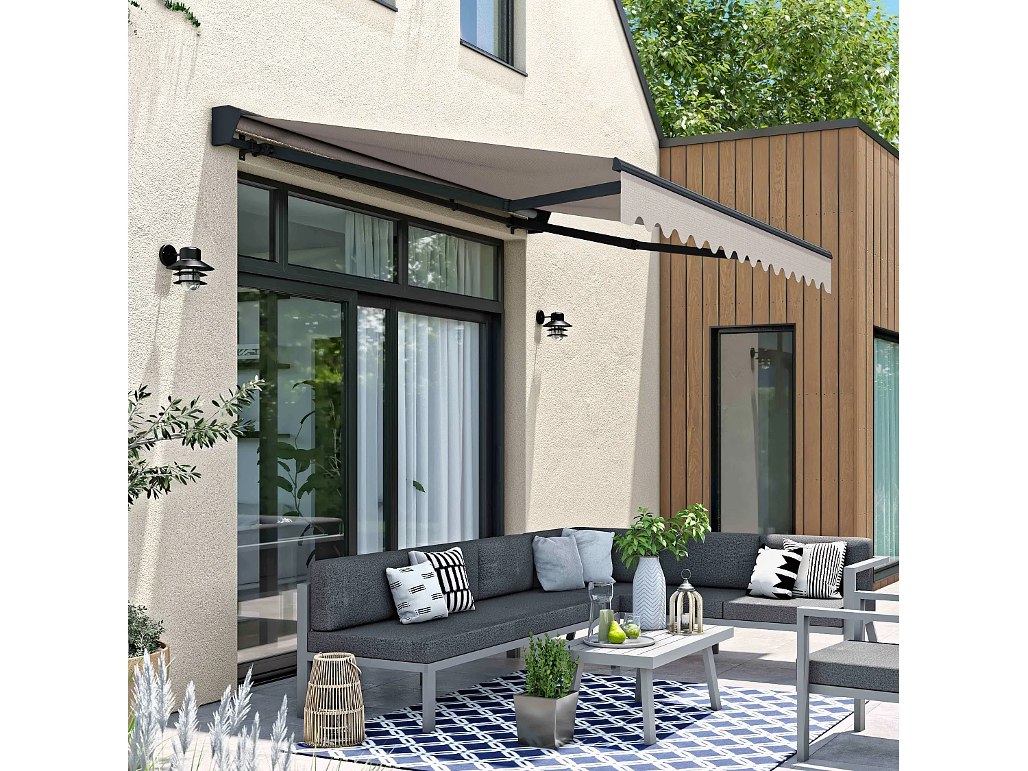 Store banne semi-intégral 3x2,5m en aluminium taupe