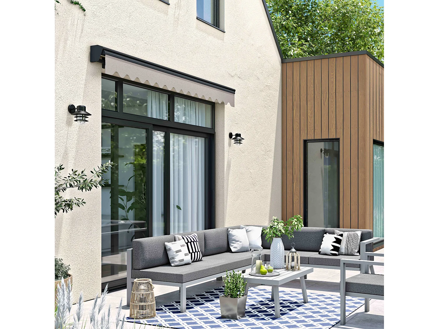 Store banne semi-intégral 3x2,5m en aluminium taupe