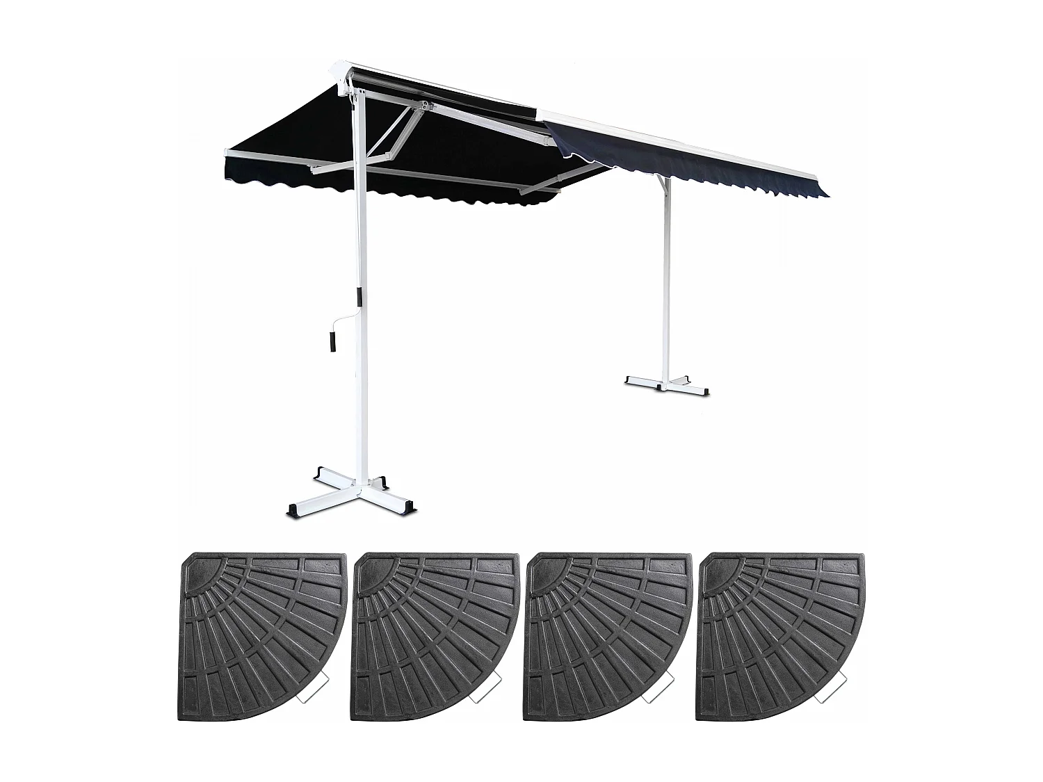 Store double pente 3 x 4m et 4 dalles lestées bleu