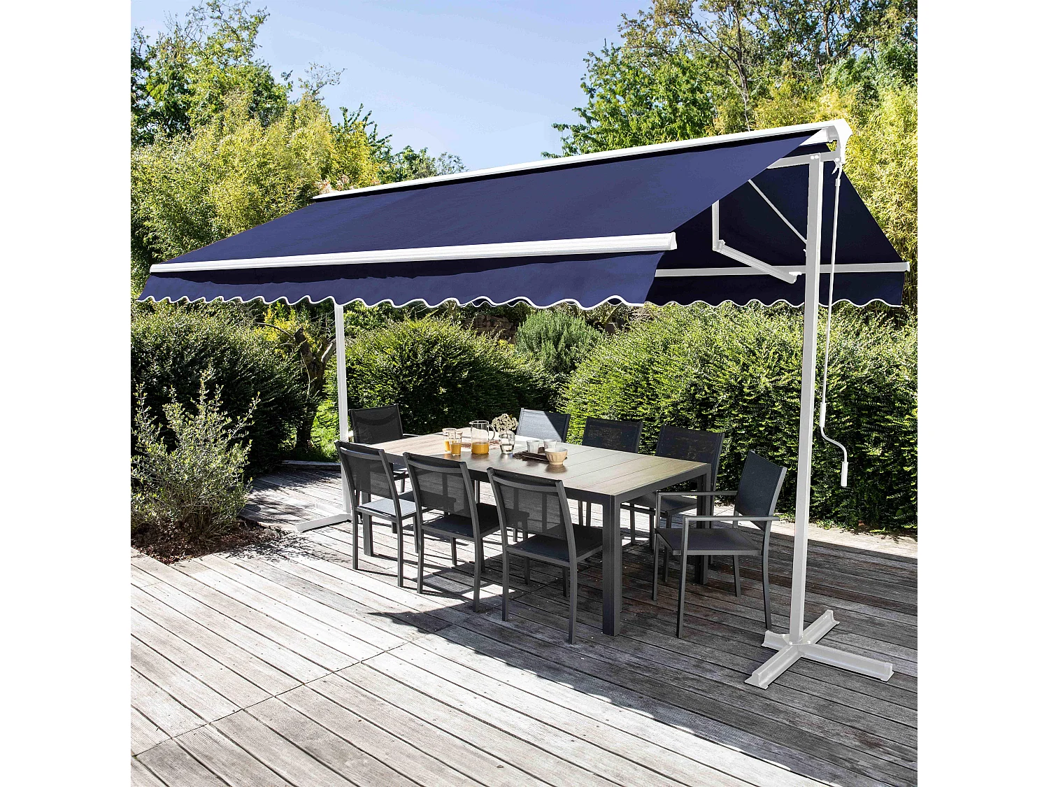 Store double pente 3 x 4m et 4 dalles lestées bleu