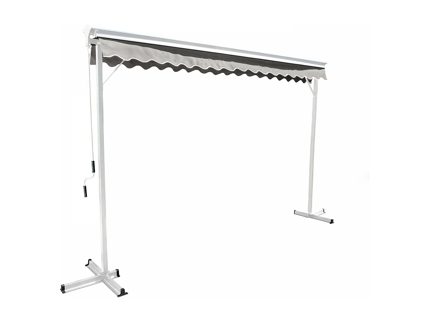 Een dubbele schuine afdak van 3x3 m met 4 crèmekleurige ballasttegels