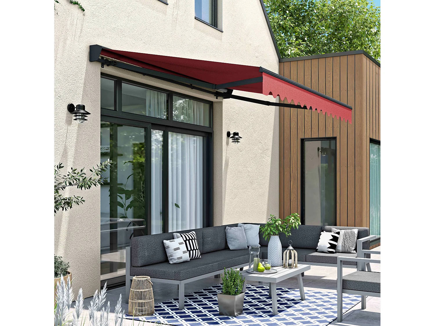 Store banne semi-intégral 3x2,5m en aluminium rouge