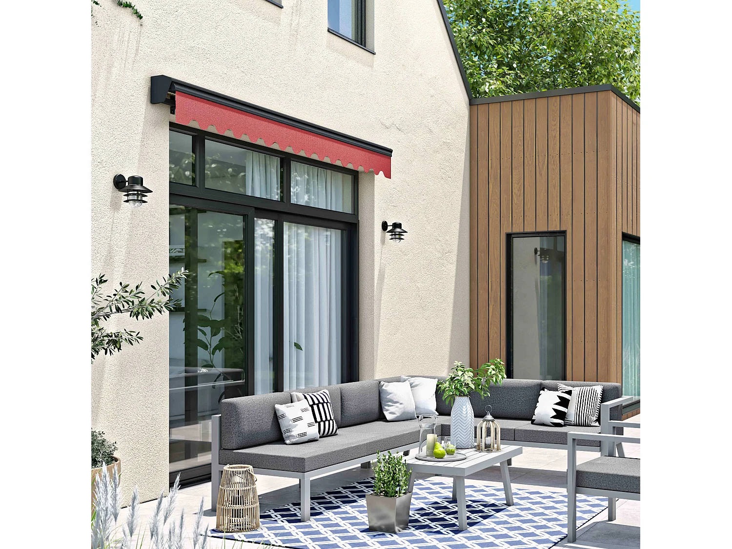 Store banne semi-intégral 3x2,5m en aluminium rouge